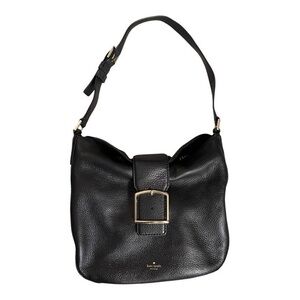 Kate Spade Black Leather Shoulder Bag with Gold Buckle